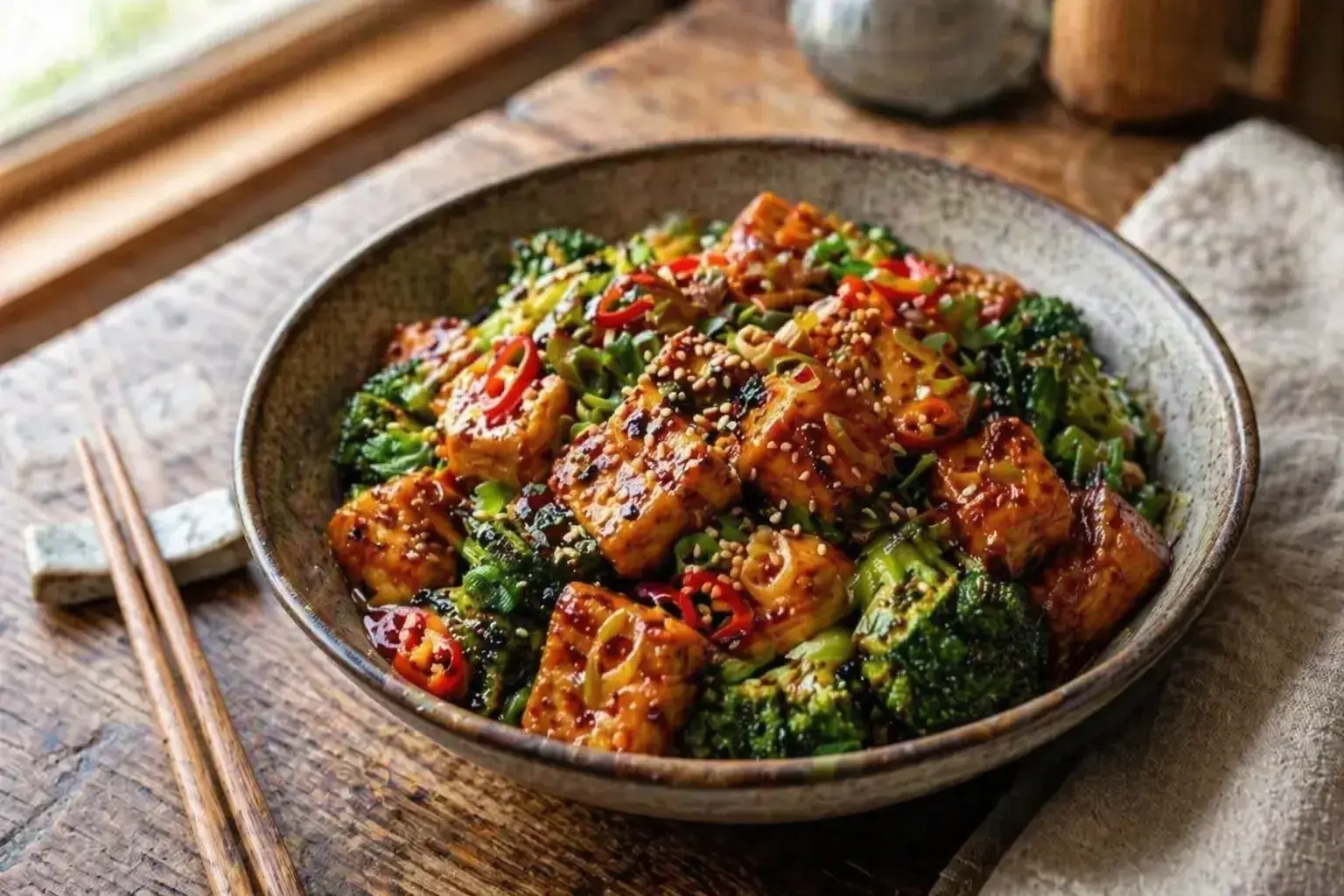 Spicy Peanut Tofu Stir-Fry