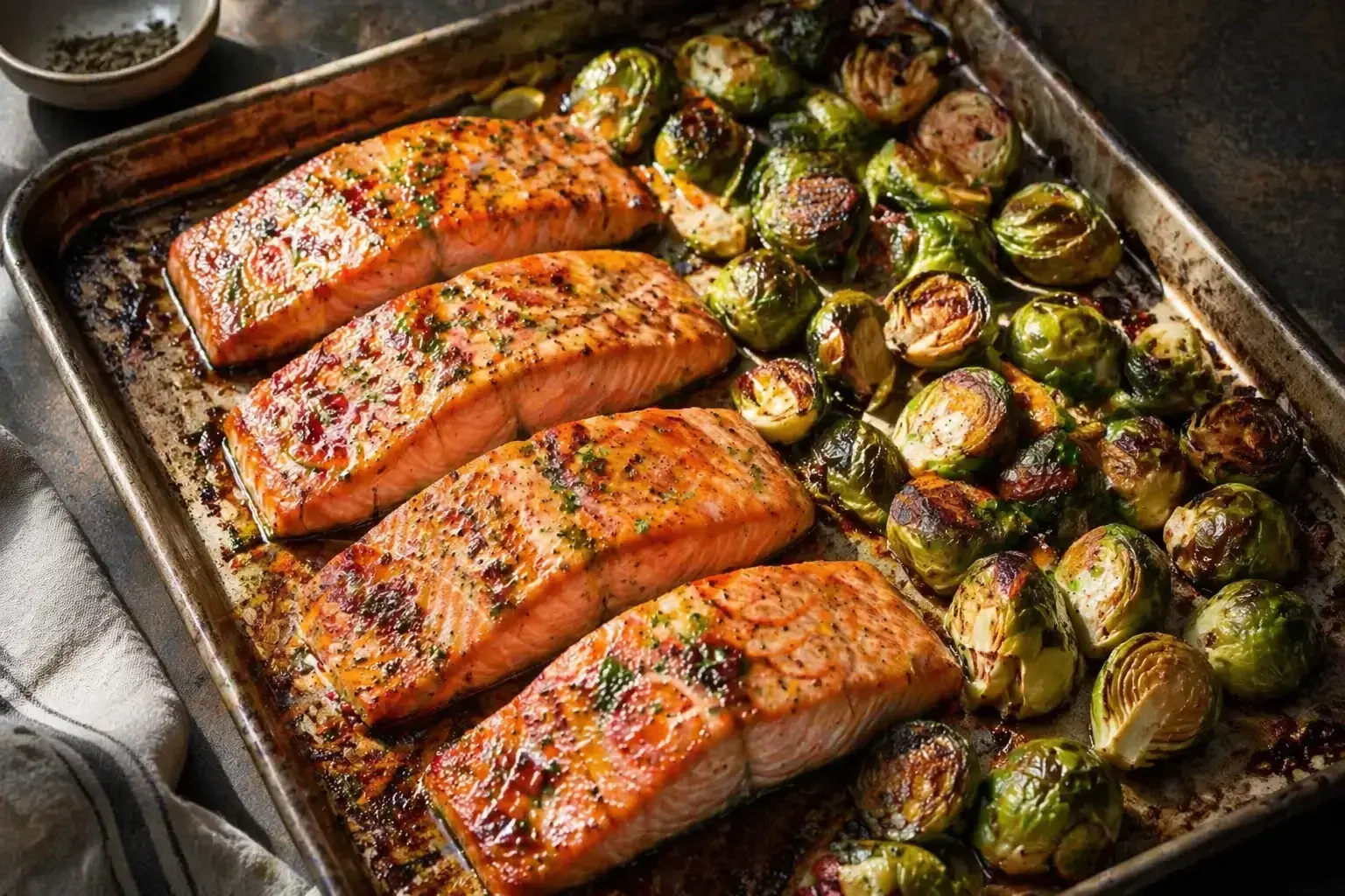Sheet Pan Salmon and Brussels Sprouts