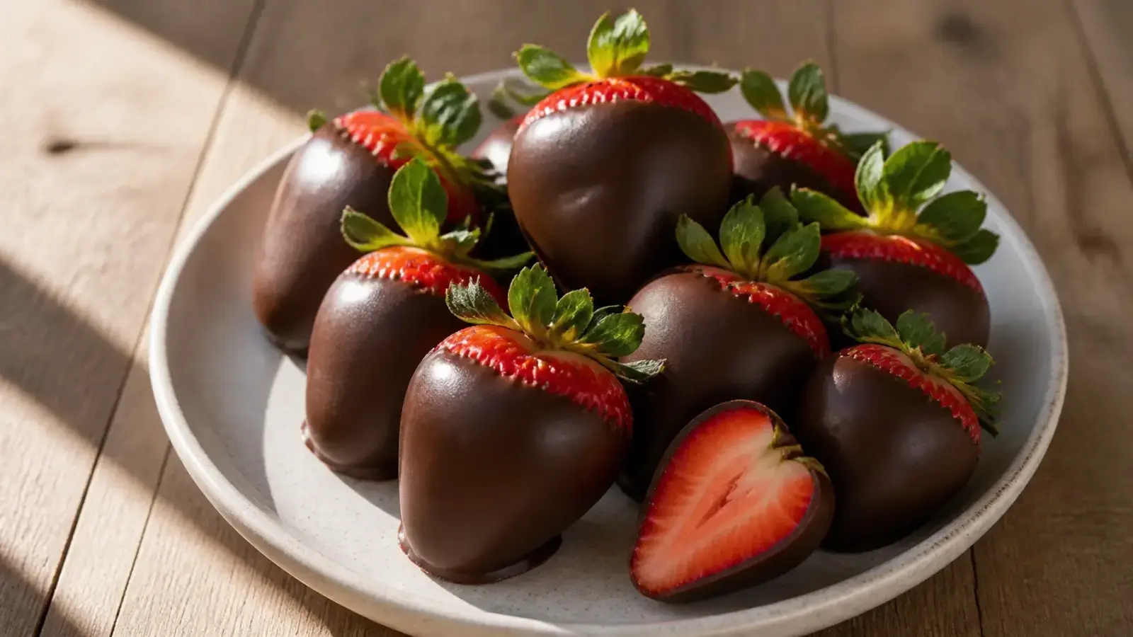 Crystal Structure in Fats: Tempered Dark Chocolate Dipped Strawberries