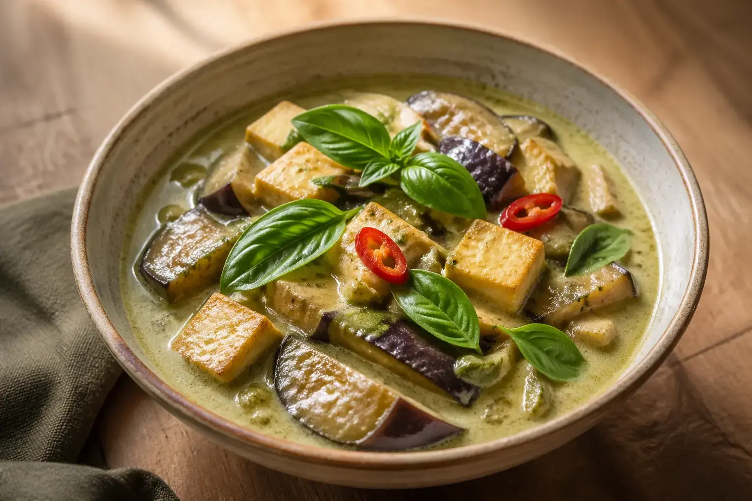 One-Pot Thai Green Curry with Eggplant (Vegan)
