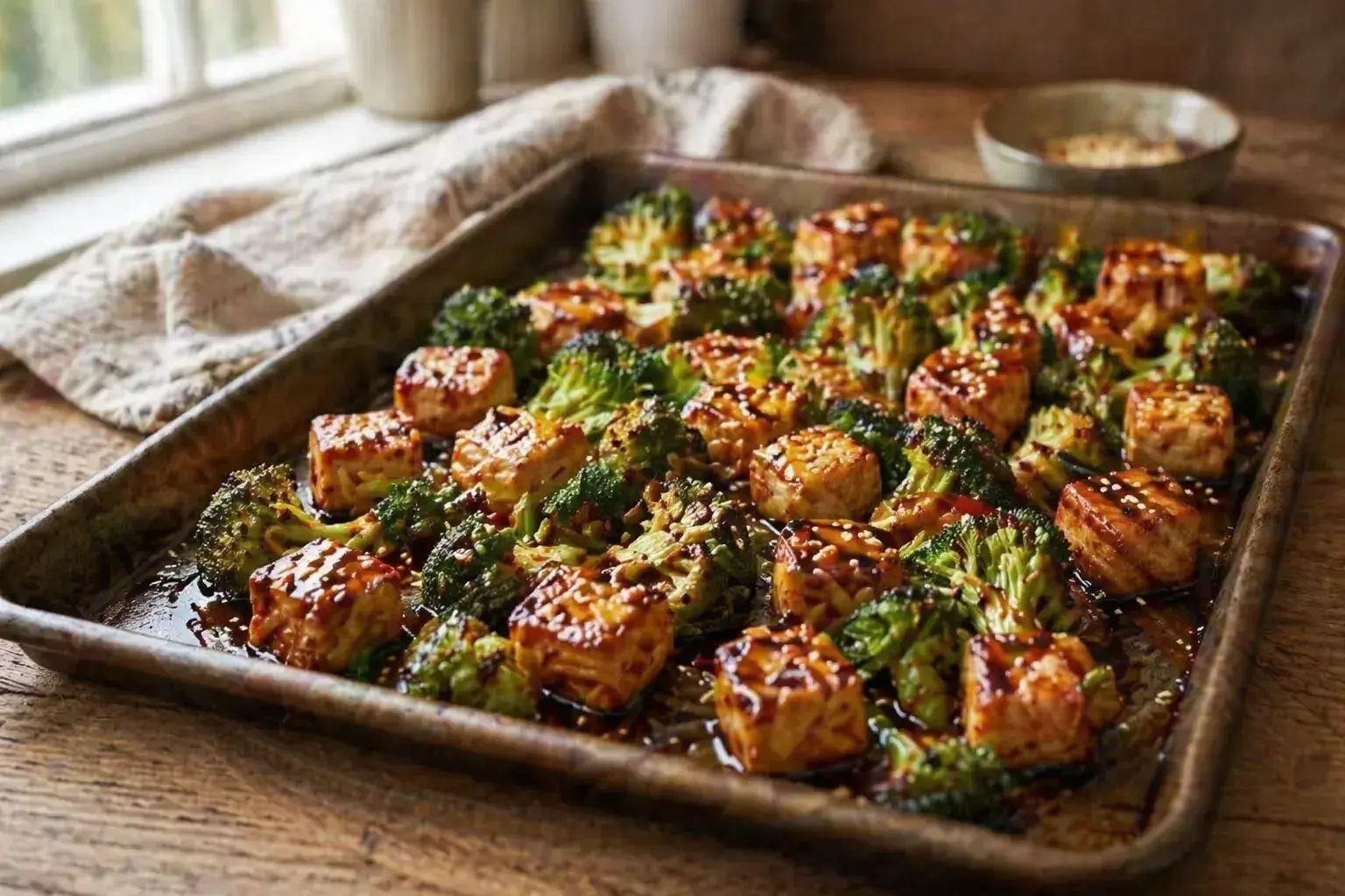 Sheet Pan Teriyaki Tofu and Broccoli