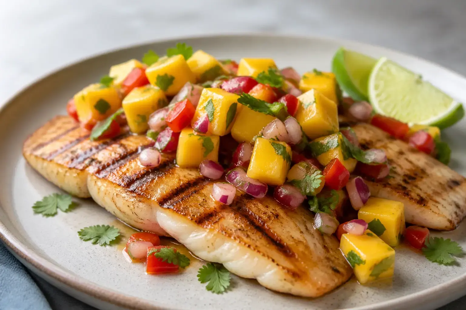 Simple Grilled Tilapia with Mango Salsa