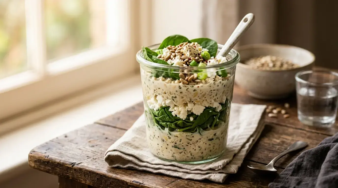 Savory Spinach and Feta Overnight Oats