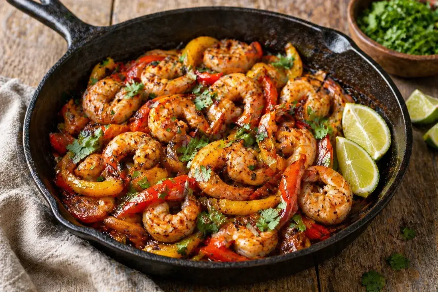 15-Minute Skillet Shrimp Fajitas