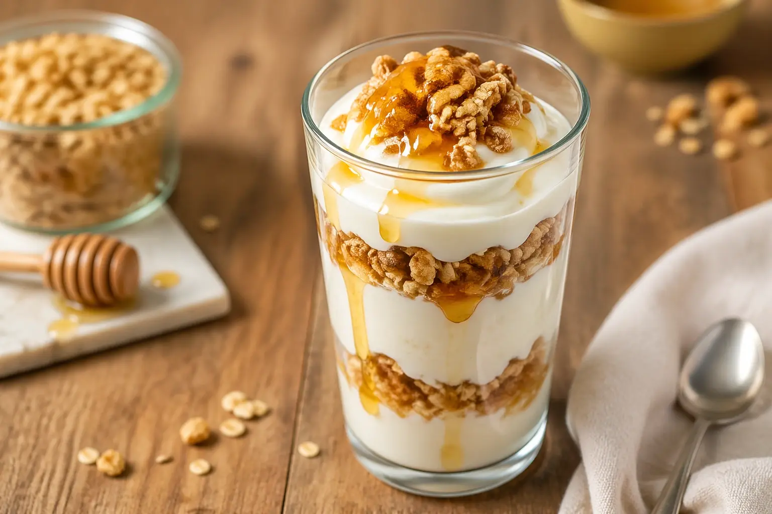 Greek Yogurt Parfait with Granola and Honey