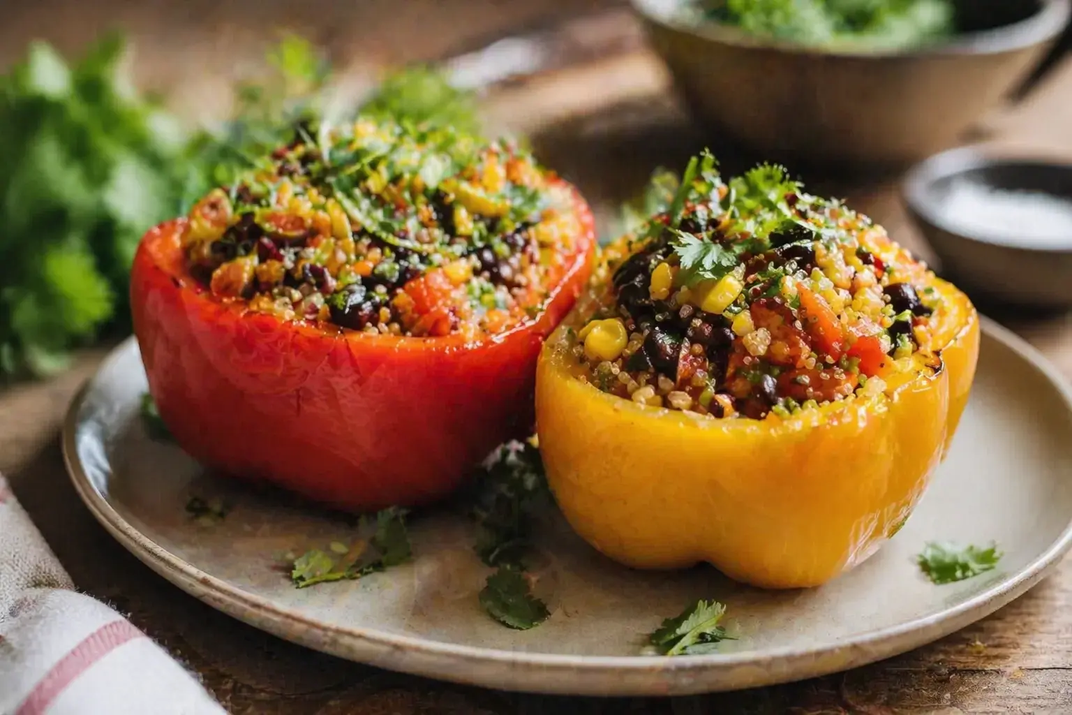 Plant-Based Stuffed Bell Peppers with Quinoa