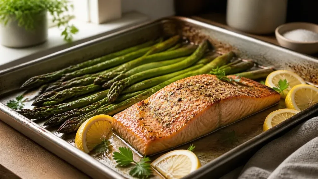 Easy Dinner Recipes: Garlic Butter Baked Salmon with Asparagus